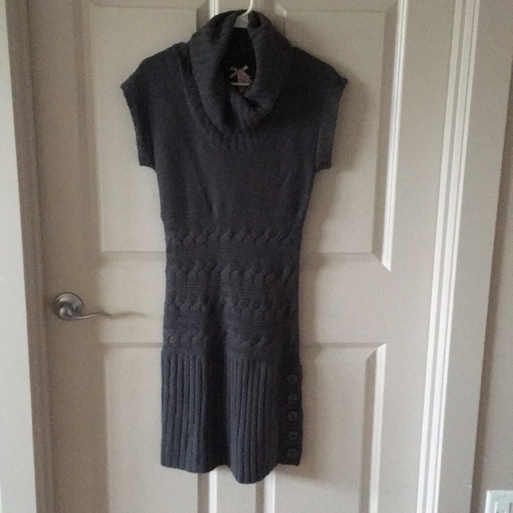 Gray Cowl Neck Sweater Dress by Derek Heart